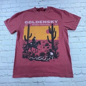 GoldenSky Music Festival T-Shirt Women Medium pink 2024 rodeo western cowboy
